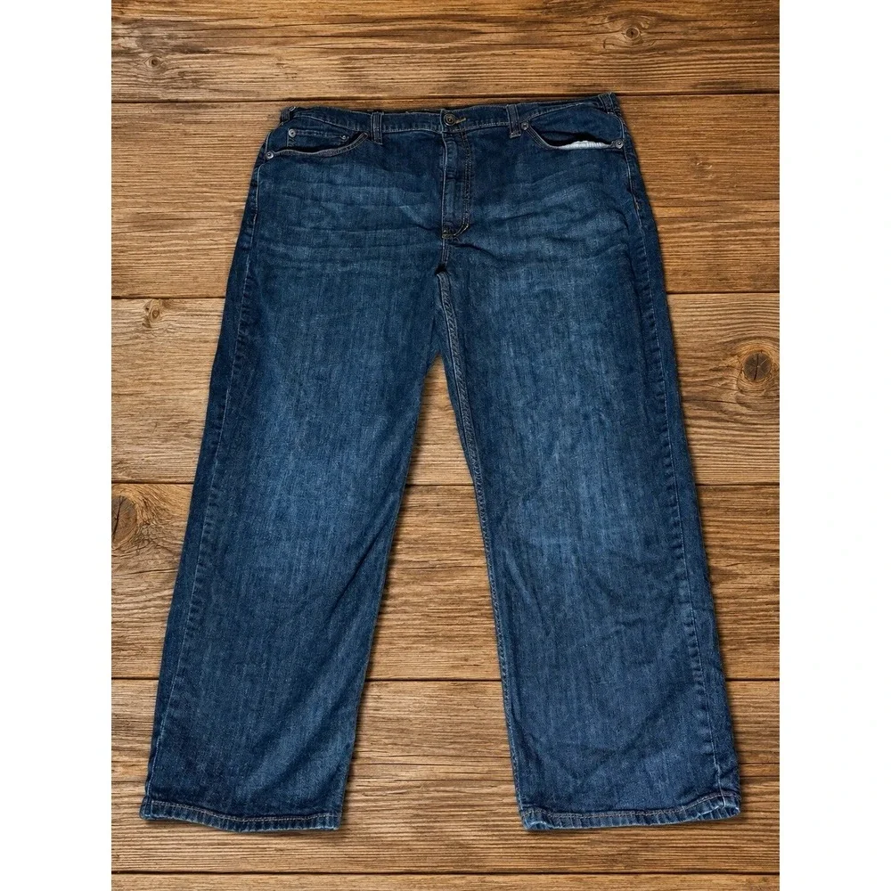 True Nation Men's Jeans 44x30 Blue Denim Straight Leg Stretch Dark Wash